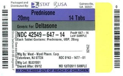 Prednisone Tablets 20 mg Image (Prednisone 20 mg Label  42549)